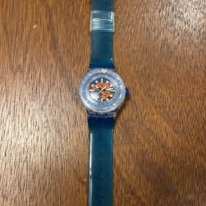 Swatch "O-Tini" SUUK103 Scuba Libre ocean blue skeleton diver watch 43mm